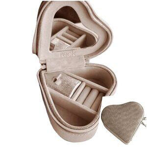 Nordstrom Chic Heart Jewelry Organizer Box Travel Case Glitter Gold NWOT